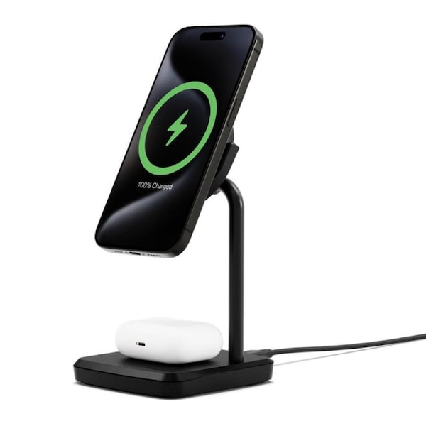 Cygnett ChargeBase Qi2.0 2-in-1 Magnetic Wireless Charger Black [CY5067BUNCP]