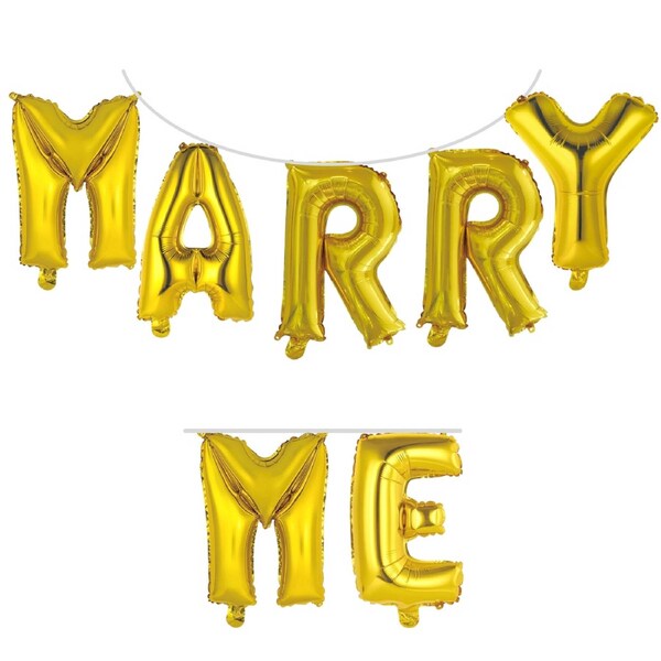 Gold Marry Me Air Fill Foil Balloon Banner