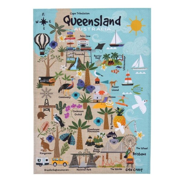 Ashdene Land Down Under Kitchen Towel - QLD
