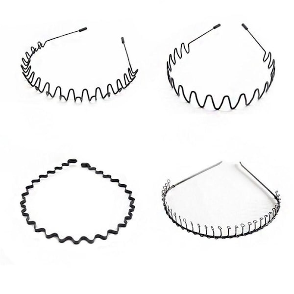 Nevenka 4 Pack Hair Band Metal Wavy Headband for Washing Face Sports-C