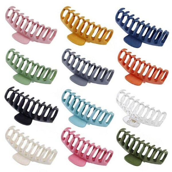 Nevenka 12 Pcs Acrylic Hair Claw Clips for Thick Hair Strong Hold Perfect for Women-A