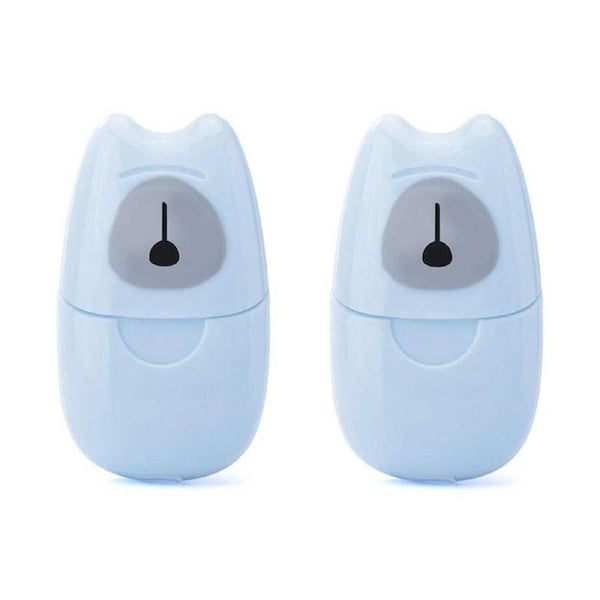 Nevenka 2 Packs Mini Portable Travel Soap Paper Sheets Disposable Hand Washing-Blue