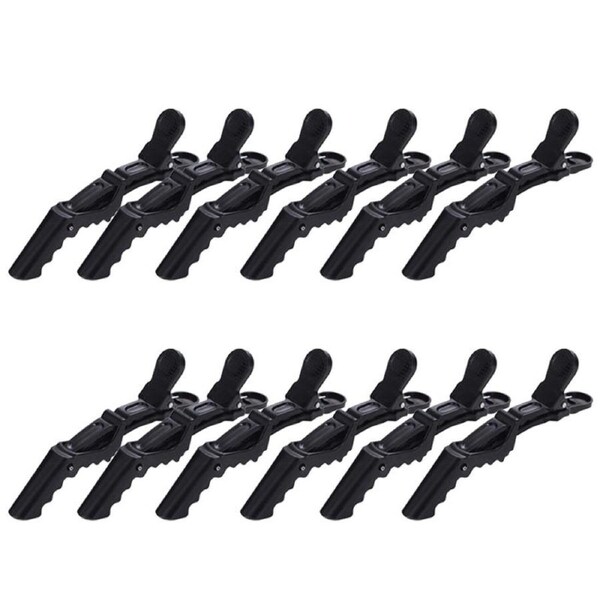 WIWU 12 Pcs Women Styling Hairclip Durable Alligator Plastic Hair Sectioning Clips-Black