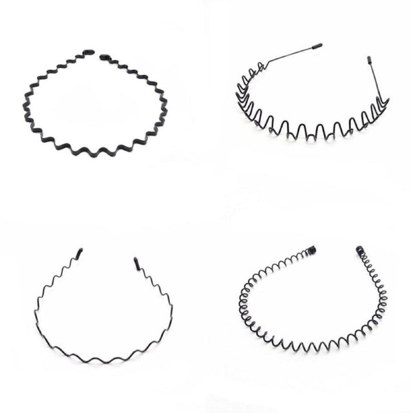 Nevenka 4 Pack Hair Band Metal Wavy Headband for Washing Face Sports-B