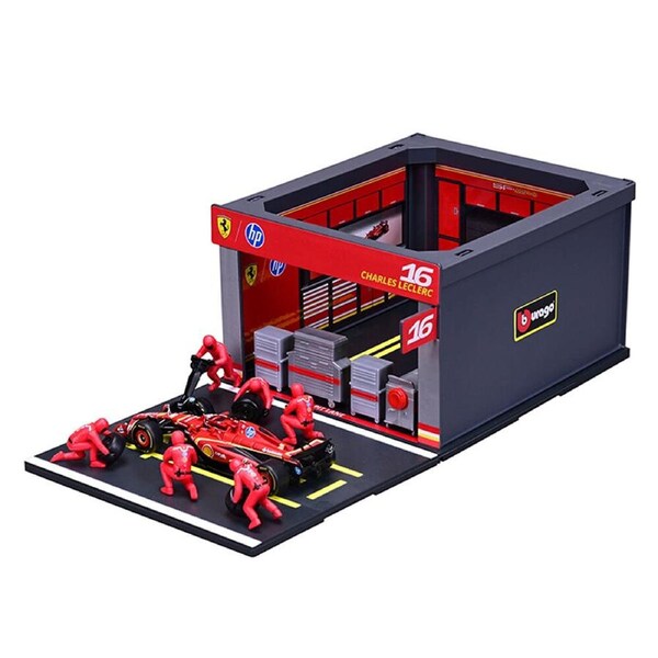 Bburago 1:43 Ferrari Pit Pass Competition F1 Play Set Leclerc #16 2024 Car