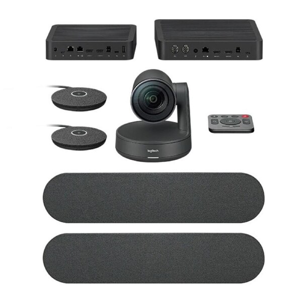 Logitech Rally Plus Ultra-HD ConferenceCam Kit, Includes Rally Camera, 2x Mic, 2x Speaker, Display Hub & Mic Hub