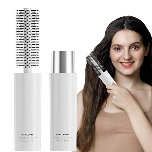 Nevenka Curling Comb Portable Travel Round Brush for Bangs Curly Thin Short Hair-White
