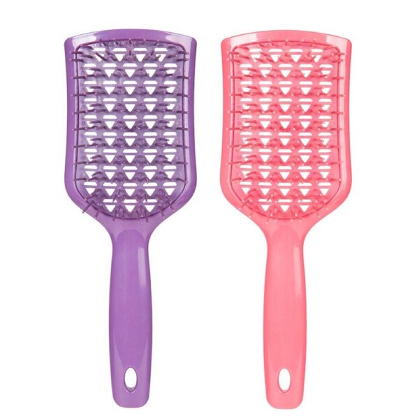 Nevenka 2PACK Detangling Scalp Brush Untwisted Haibrush Anti-static Massage Paddlebrush for Men and Women-Pink Purple