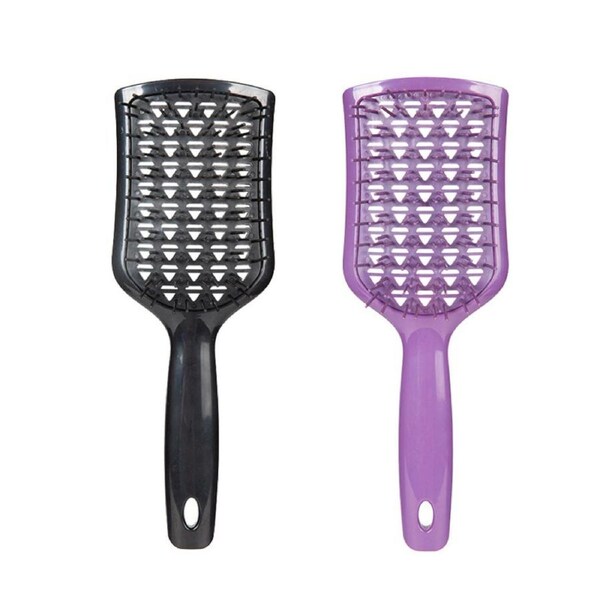 Nevenka 2PACK Detangling Scalp Brush Untwisted Haibrush Anti-static Massage Paddlebrush for Men and Women-Black Purple