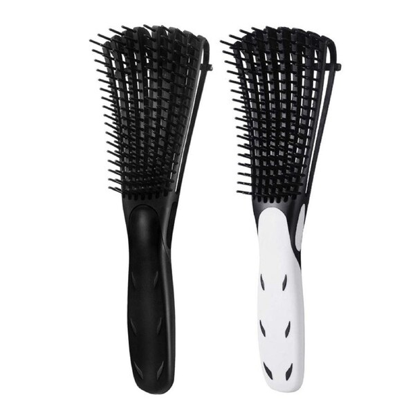Nevenka 2 Pack Detangling Brush for Curly Hair Detangler Brush for Wet Dry Long Thick Curly Hair-BlackWhite