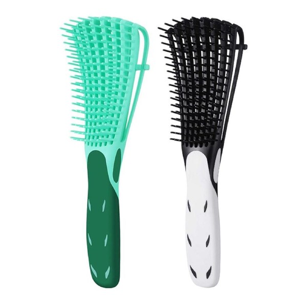 Nevenka 2 Pack Detangling Brush for Curly Hair Detangler Brush for Wet Dry Long Thick Curly Hair-GreenWhite