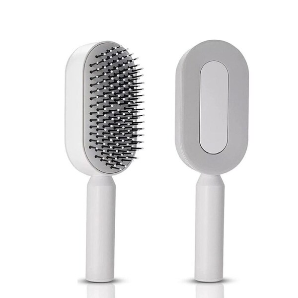 Nevenka Self Cleaning Hair Brush 3D Air Cushion Hair Brushes for Women Thick Hair-White