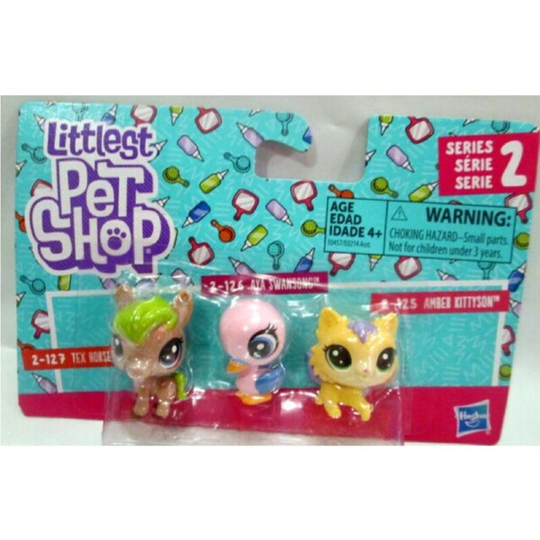 Littlest Pet Shop Series 2 Tex Horsely #127, #126 Aya Swansong, #125 Amber Kittyson