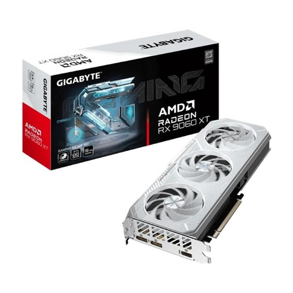 Gigabyte Radeon RX 9060 XT GAMING OC ICE 16G, GDDR6, 3320MHz boost, 2780MHz, 2048 cores, PCIe 5.0, 281mm, 450W, 2x DP 2.1a, HDMI 2.1b