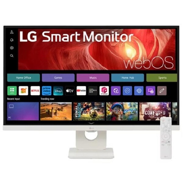 LG 27' 4K UHD IPS Smart Monitor: 3840 2160 (4K UHD), 5 ms response time, 60Hz refresh, ~400 nit brightness, USB C / HDR400, height/tilt pivot stand