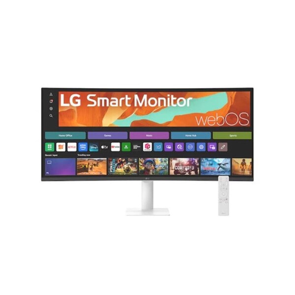 LG Smart Monitor 34' WQHD Curved display with 3440x1440 resolution, sRGB 99%, webOS, AirPlay 2, 2x7W speakers, 100Hz refresh rate & Bluetooth