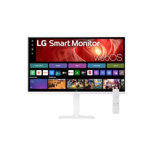 LG 31.5' 4K UHD Smart Monitor with webOS, USB-C PD 65W, AirPlay 2, DCI-P3 90%, Bluetooth, 5ms, 60Hz, and tilt/height/swivel/pivot stand