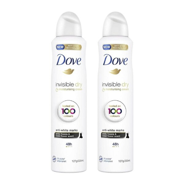 Dove Invisible Dry Antiperspirant White Freesia & Violet Flower – 220 ml × 2 Pack (440 ml Total)