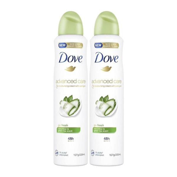 Dove Advanced Care Go Fresh Cucumber & Green Tea Antiperspirant – 220 ml × 2 Pack (440 ml Total)