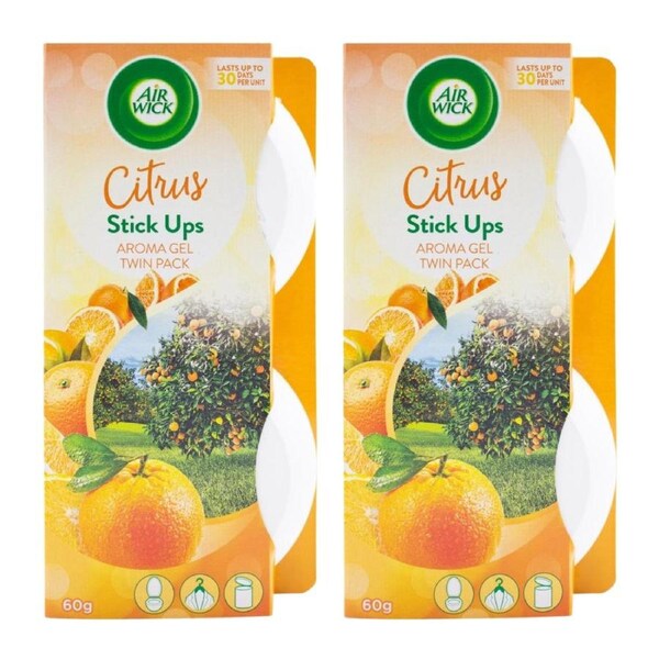 Air Wick Stick Ups Aroma Gel Citrus Twin Pack – 60 g × 2 Pack (120 g Total)