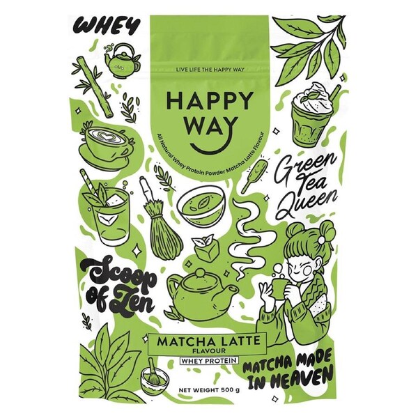 Happy Way Whey Protein Powder Matcha Latte 500g