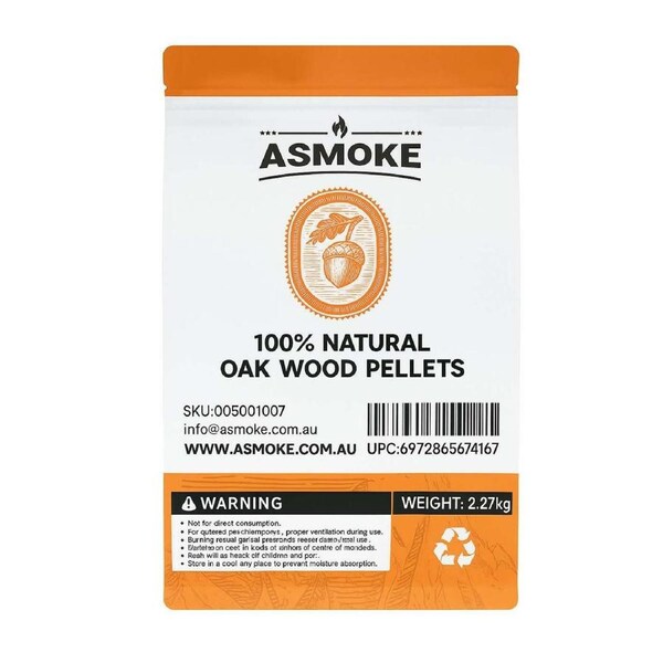 ASMOKE Oak Wood BBQ Pellets 18kg Bulk Value Pack 8 x 2.2kg Individual Bags