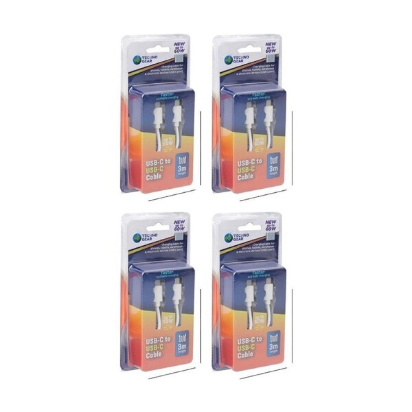 4PK TGear USB-C-to-USB-C Charging and Data Cable High Speed 3A Quick Charge 3m