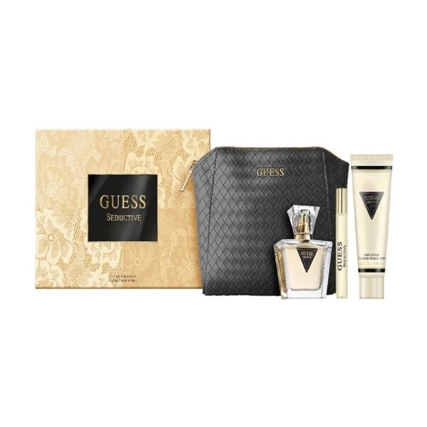 4pc Guess Seductive Women 75ml & 15ml EDT 100ml Body Lotion Designer Bag Set
