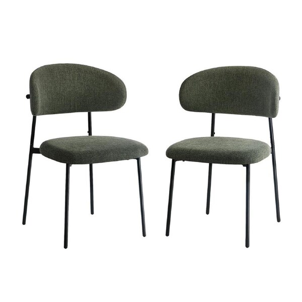 Oikiture 2x Dining Chairs Kitchen Lounge Seat Linen Fabric Accent Chair Green