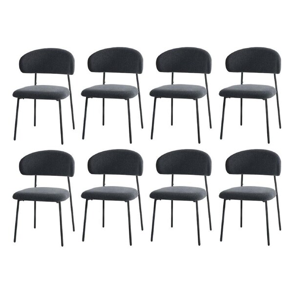 Oikiture 8x Dining Chairs Kitchen Lounge Seat Linen Fabric Accent Chair Grey