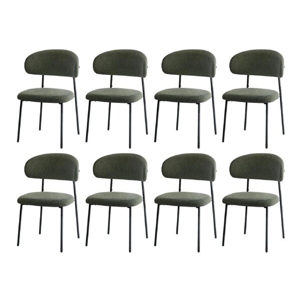 Oikiture 8x Dining Chairs Kitchen Lounge Seat Linen Fabric Accent Chair Green