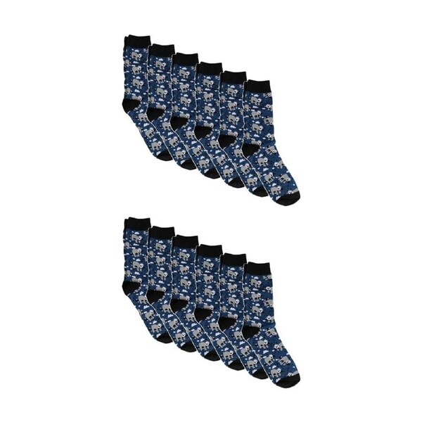 12PK Sock Wave Fun Colourful Pattern Crew Length Socks Mix F One Size Assorted