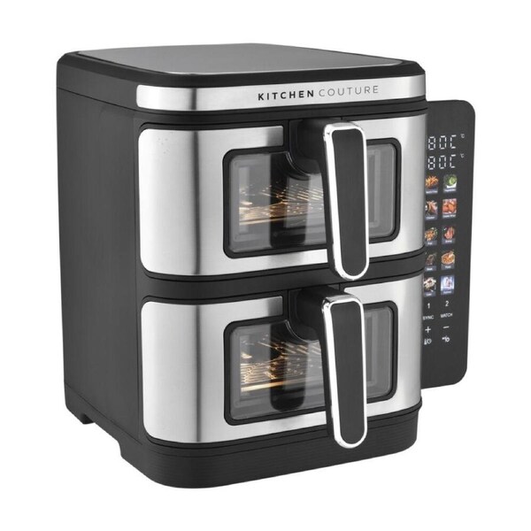 Kitchen Couture Dual Drawer Vertex Air Fryer 11L Family Sized Stainless Steel