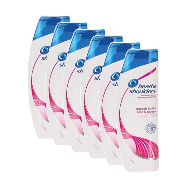 6PK Head & Shoulders Smooth Silk Anti Dandruff Shampoo Hair Care 400ml