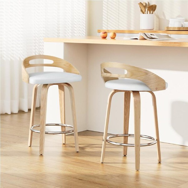 2x Artiss Bar Stools Swivel Dining Chairs Low Back