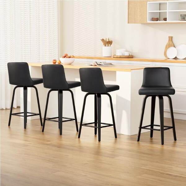 4x Artiss Bar Stools Swivel Leather Padded Black