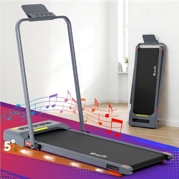 Everfit 9% Incline Treadmill 38cm Belt 3 in 1 Walking Pad Foldable Under Desk with Handle Grey