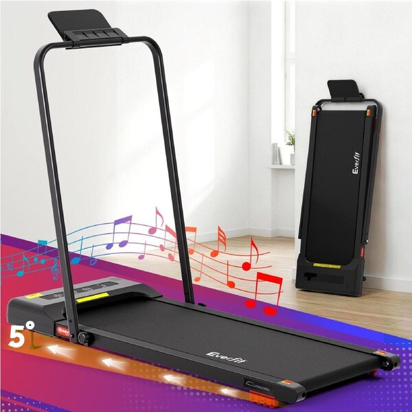 Everfit 9% Incline Treadmill 38cm Belt 3 in 1 Walking Pad Foldable Under Desk with Handle Black