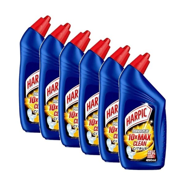 6PK Harpic Liquid Toilet Bowl Disinfectant Cleaner Citrus Scent 450ml