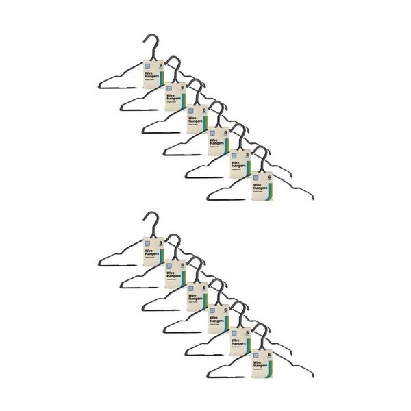 12x 6PK HomeBrite Plastic Coated Wire Hanger Dress Closet Accessory Assorted
