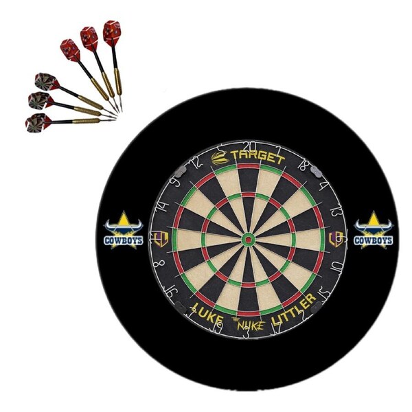 Target Darts Luke Littler The Nuke Dartboard + NRL QLD Cowboys Surround + Darts