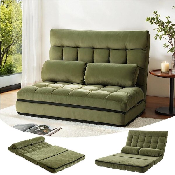 Artiss Sofa Bed Floor Lounge Green Fabric 2 Seater