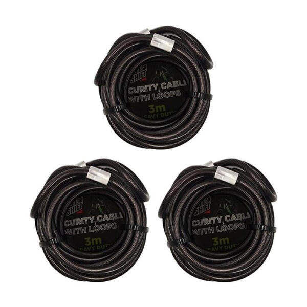 3PK AutoShift Security Cable with Loops High Strength Cut Resistant Accessory 3m