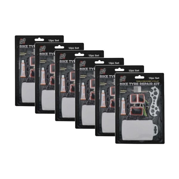 6x 12pc AutoShift Bike Tyre Patch Repair Kit Cycling Accessory with Tools