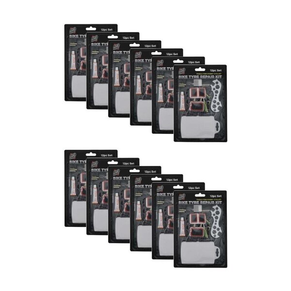 12x 12pc AutoShift Bike Tyre Patch Repair Kit Cycling Accessory with Tools