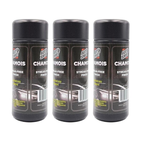 3PK AutoShift Ultra Absorbent Regular Car Cleaning Chamois/Cloth 43x32cm Black