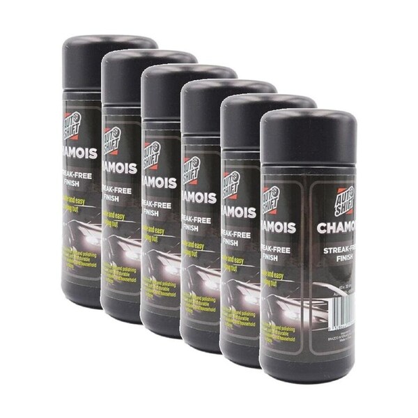 6PK AutoShift Ultra Absorbent Regular Car Cleaning Chamois/Cloth 43x32cm Black