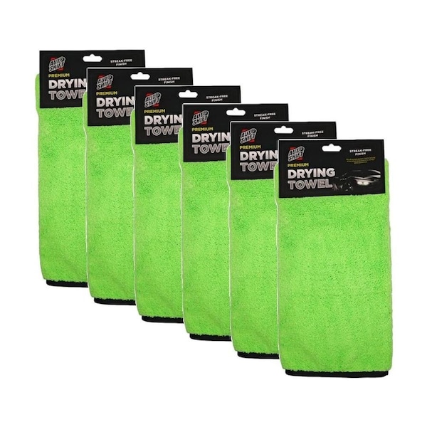 6PK AutoShift Premium Microfibre Drying Towel/Cloth Car Cleaning 70x70cm Green
