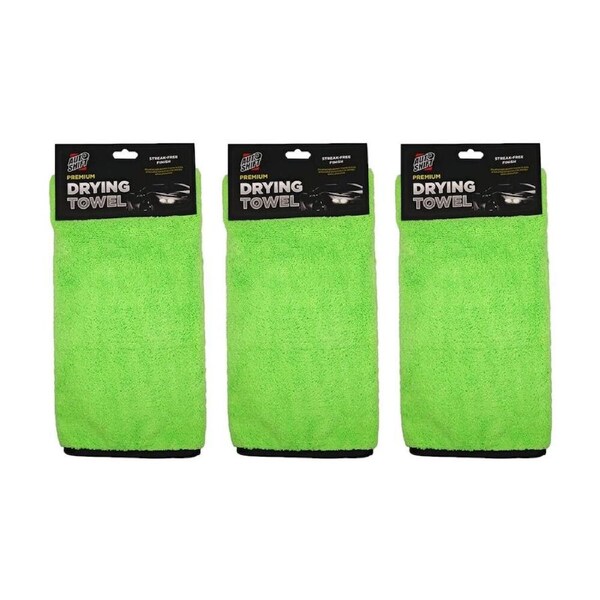 3PK AutoShift Premium Microfibre Drying Towel/Cloth Car Cleaning 70x70cm Green