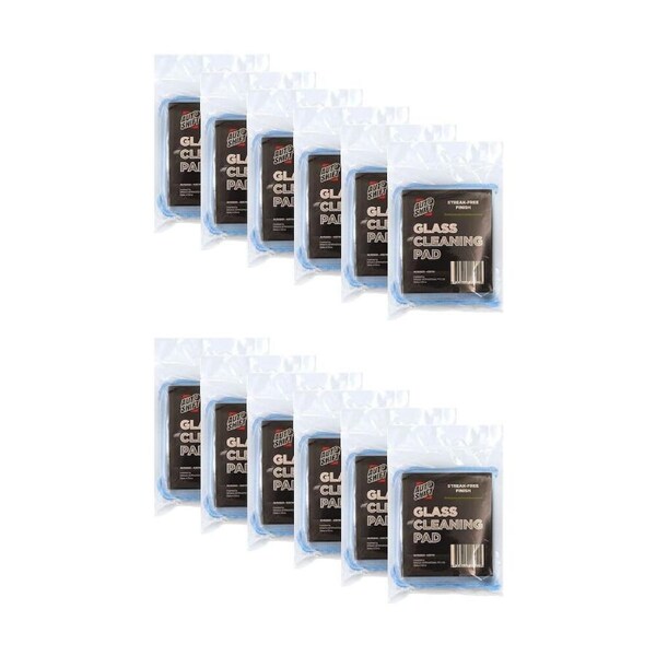 12PK AutoShift Glass Cleaning Pad Streak Free Automotive Accessory 13x11cm Blue